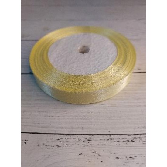 Лента атласная однотонная 1,2 см*25 ярдов цв. бледно-лимонный, цена за катушку